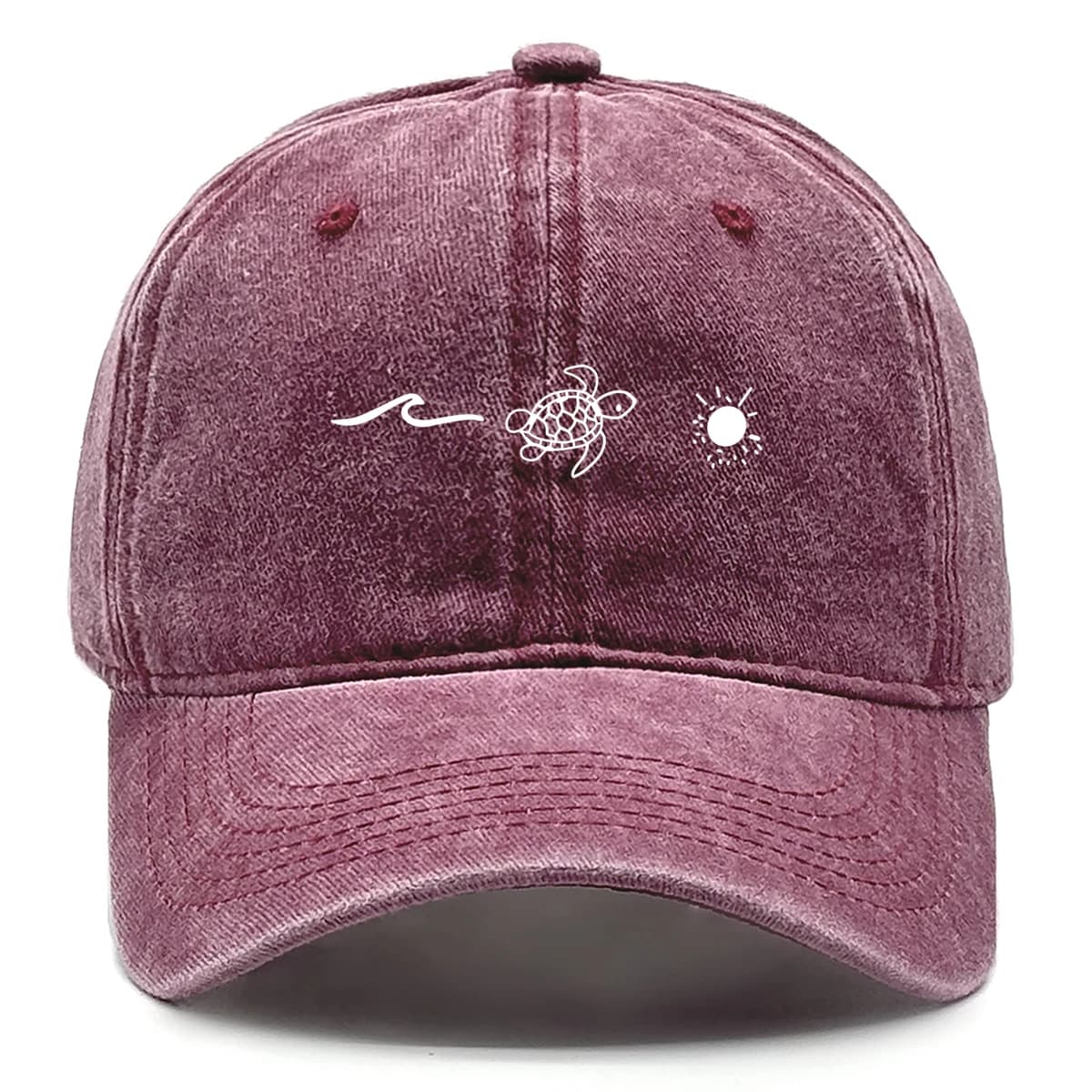 Baseball Hat with Turtle and Sun Print, Retro Style, for Men and Women, Fashion Hat for Outer, Adjustable Solar Protection