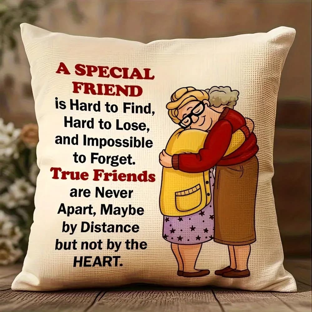 1pc A SPECIAL FRIEND Hugging Friendship ThrowPillow Cover,Suitable for Sofa,Bedroom,LivingRoom,Heartwarming Gift for Best Friend