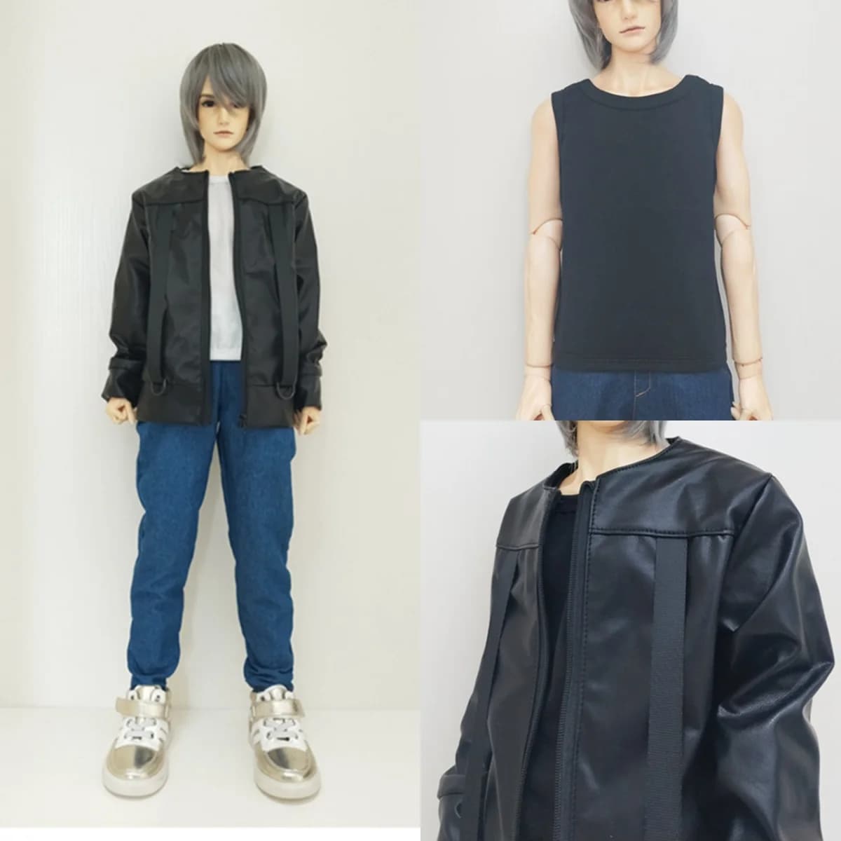 1/3 1/4 1/6 Bilancia Gilet di Puro Cotone Bella Giacca di Pelle Per Il Tempo Libero Pantaloni di Jeans per il Soldato bjd Action Figure Modello Del Corpo