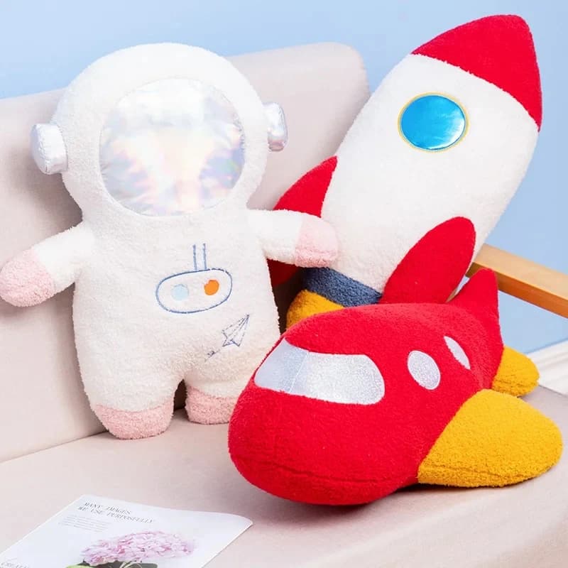 Cuscino Decorativo a Forma di Astronave, Regalo di Compleanno, Giocattolo Educativo per Bambini, Razzo Astronauta in Peluche 58cm