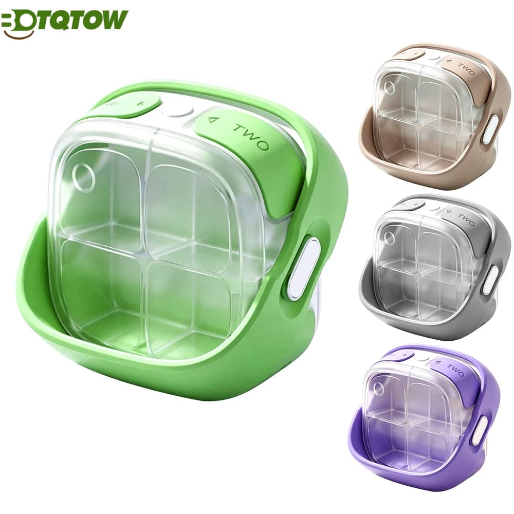 1PCS 4 Times a Day Travel Pill Organizer with 4 Compartments, Portable Compact Medicine Case for Vitamins, Supplements, Daily