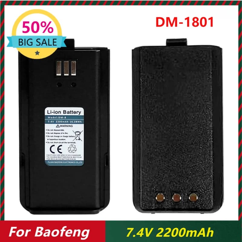 2-4 pezzi 7,4 V 2200 mAh per Baofeng DM-1801 DMR Walkie Talkie digitale batteria agli ioni di litio