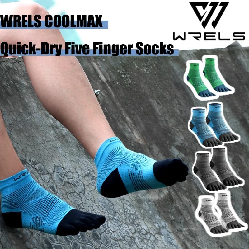 WRELS COOLMAX Quick-Dry Five Finger Socks Men Women Sweat Absorbing Socks Athletic Moisture Wicking Trail Running Sports Socks