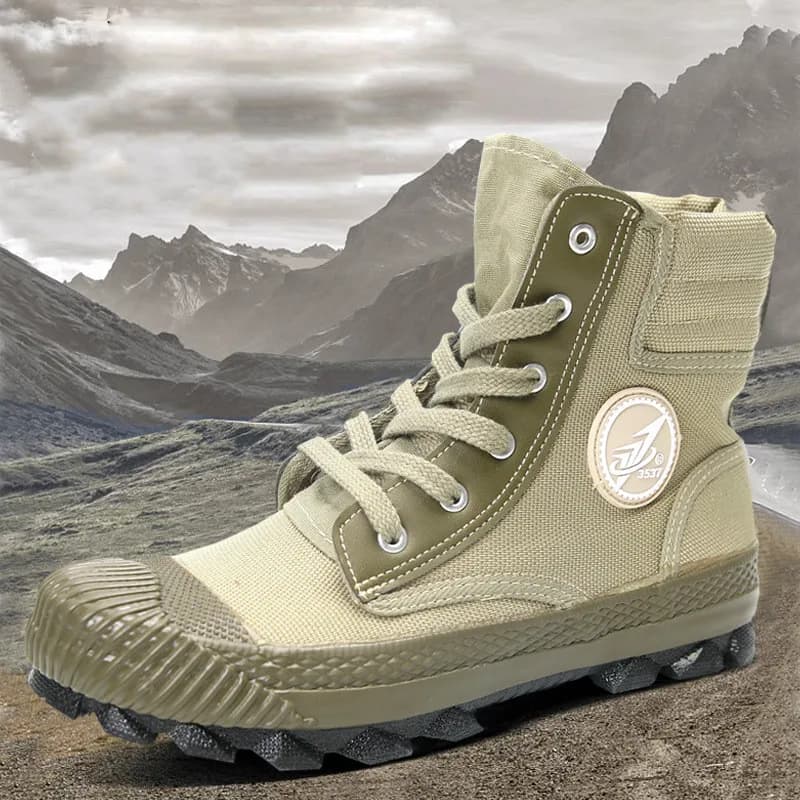 Scarpe da combattimento alte Stivali di tela da arrampicata su sabbia antivento Scarpe da ginnastica in gomma da lavoro Scarpe di protezione del lavoro Allenamento per escursioni all'aperto