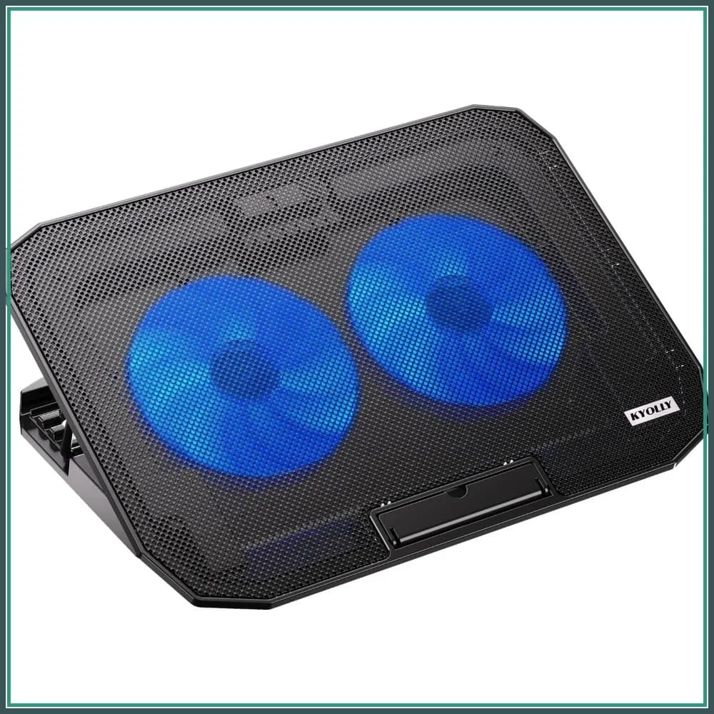 Supporto di Raffreddamento Ultra Sottile per Laptop con 2 Ventole Silenziose, 5 Altezze Regolabili, Portatile per Laptop da 10-15.6 Pollici