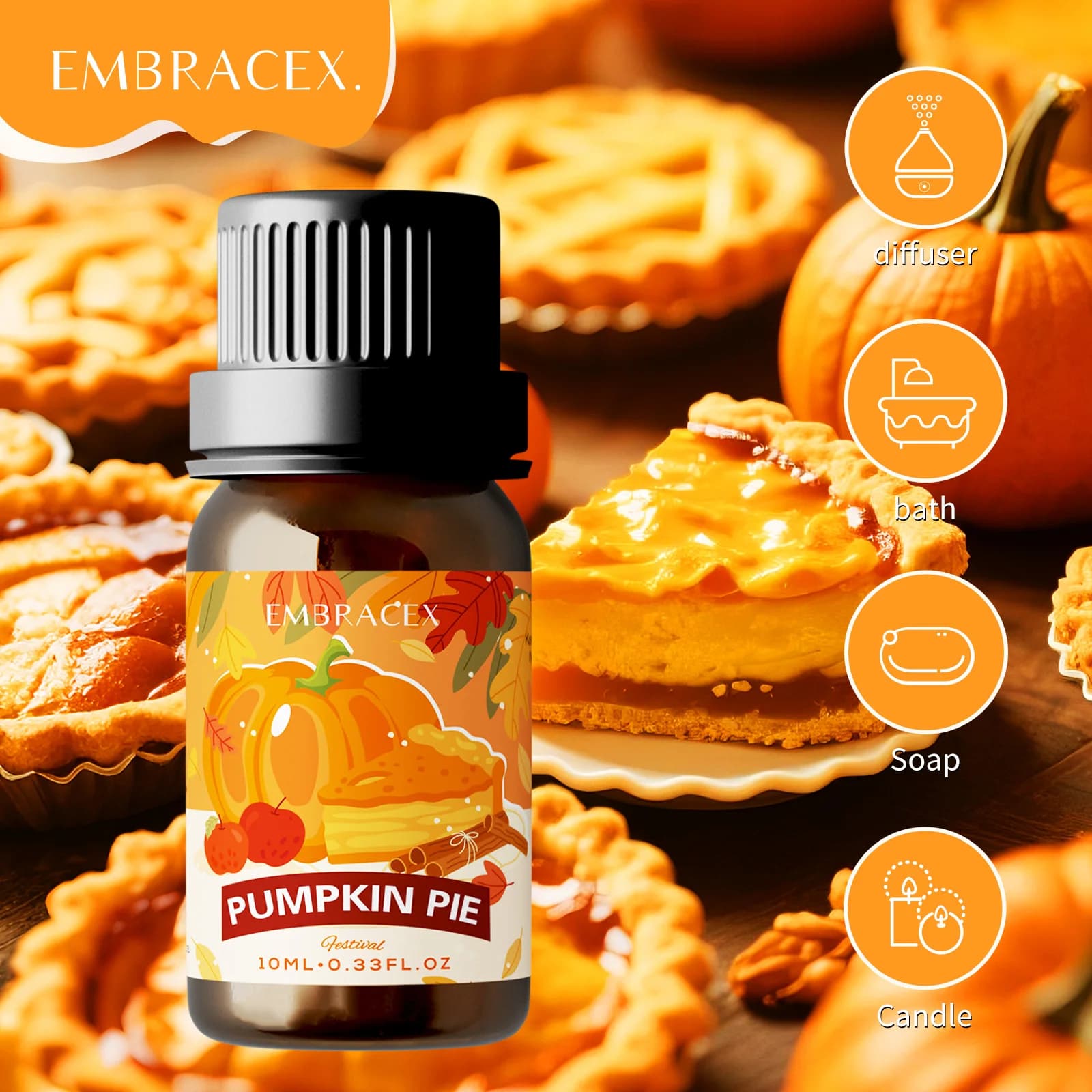 10ml Pumpkin Cake Essential Oil Gifts Perfume Candles Decorations Skin Care Oil Soap Diffusion Massage Oil For Aromatherapy