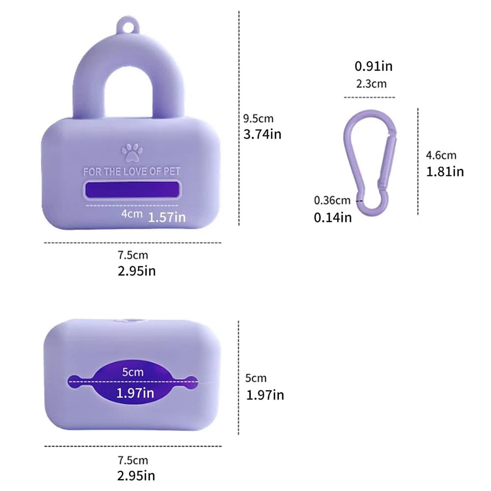 Dog Poop Bag Holder and Dispenser with Leash Attachment, Leak Proof, Easy Twist Top for Refills, Includes Roll Bags