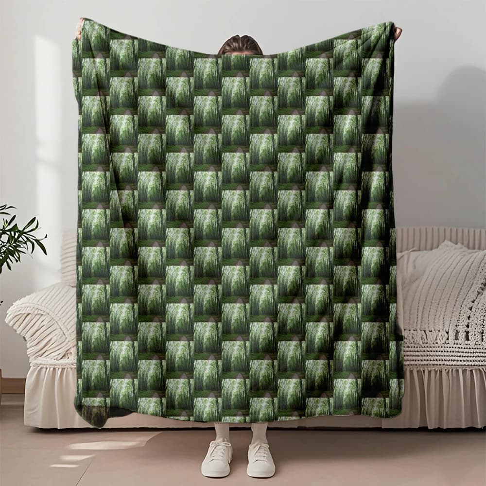 Flannel cover Enchanting forest for sofa Bed with tropical print Washable light blankets in washing machine New office workers