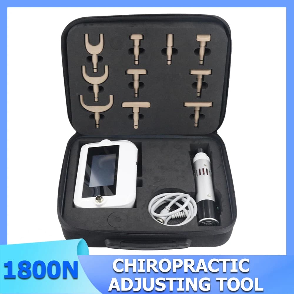 1800N Chiropractic Adjustment Tool, Spinal Massage Gun, Therapeutic Corrector with 10 Heads for Relaxation and Body Correction