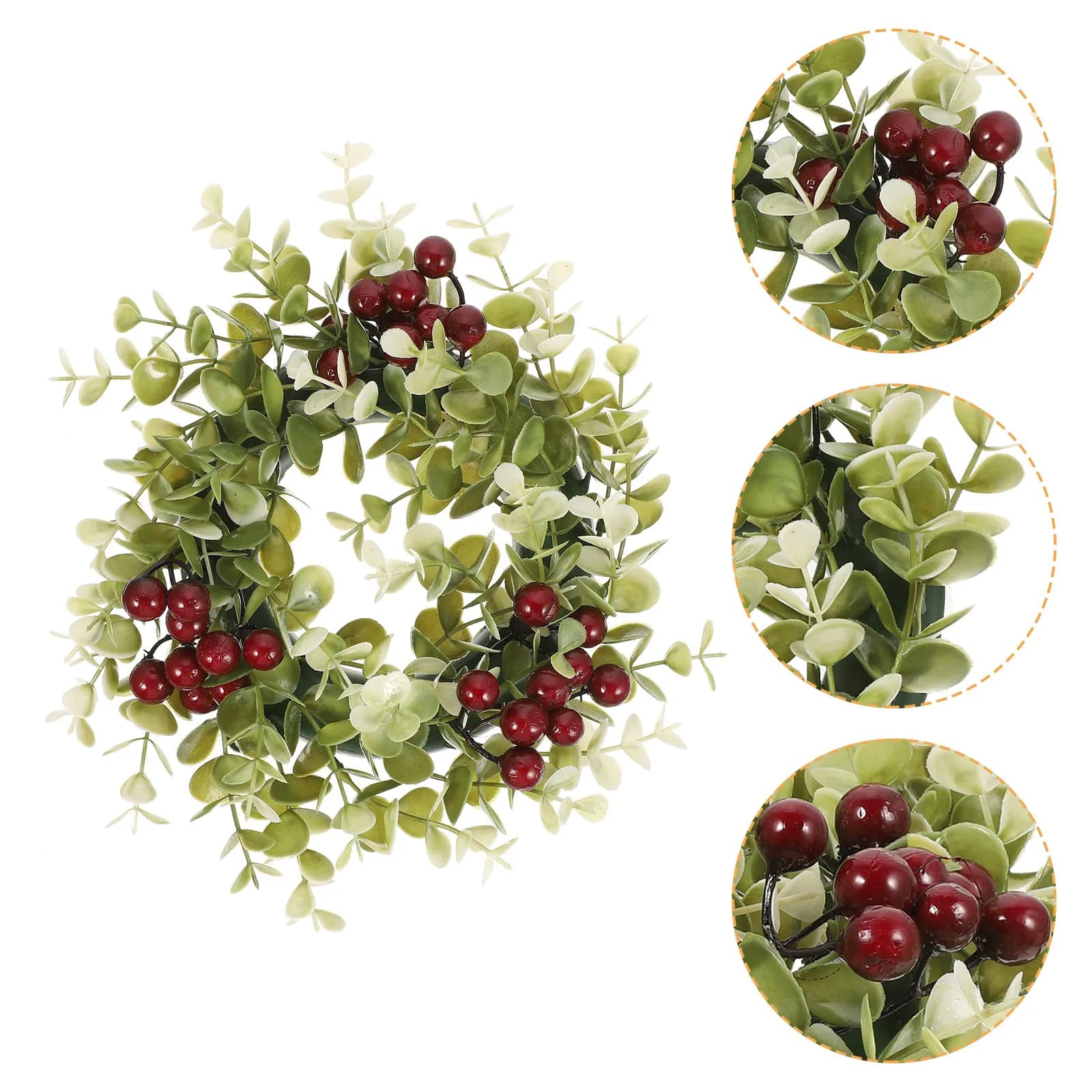 2Pcs Rings Artificial Eucalyptus Berry Leaves Wreaths Table Decoration 20-25Cm Party Wedding Christmas Supplies