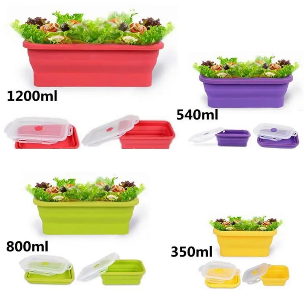 Folding Silicone Bowl Portable Food Container Space Saving Camping Lunch Box Outdoor for Travel Backpacking Picnic