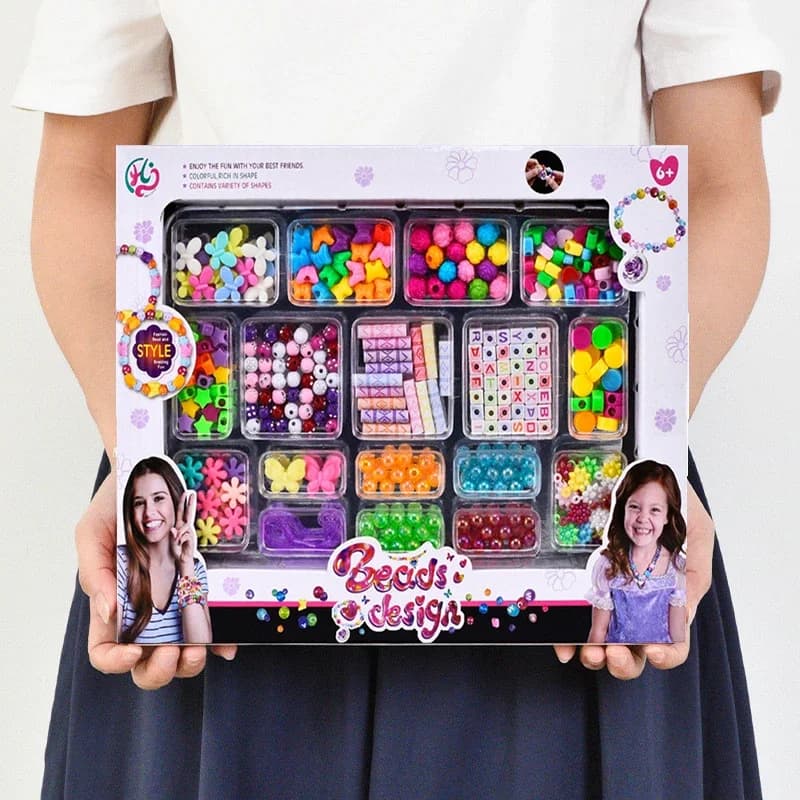 Set di perline fai-da-te per ragazze Kit per creazione di gioielli per bambini Ragazza Perline di perle per bracciali Anelli Collane Kit di creatività Giocattolo artigianale d'arte