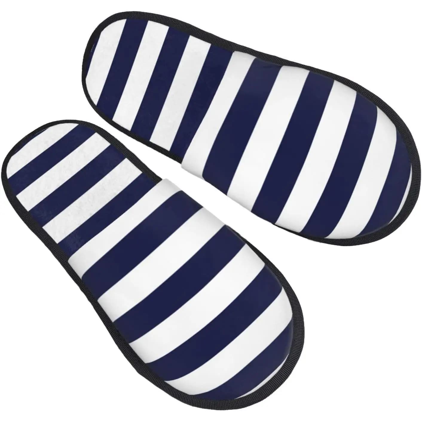 Pantofole pelose Strisce blu navy e bianche Pantofole pelose calde con pantofole da casa in peluche per interni ed esterni antiscivolo invernali