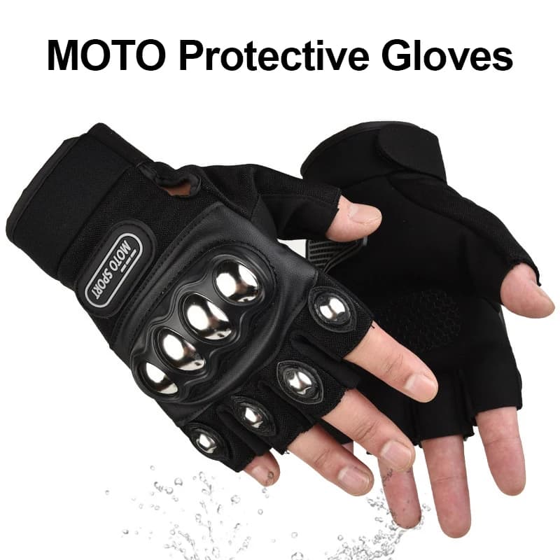 Guanti da Moto per Uomo, Tattici, per Ciclismo MTB, con Protezione Nocche in Acciaio Inox, Antiscivolo, per Motocross e Sport all'Aperto