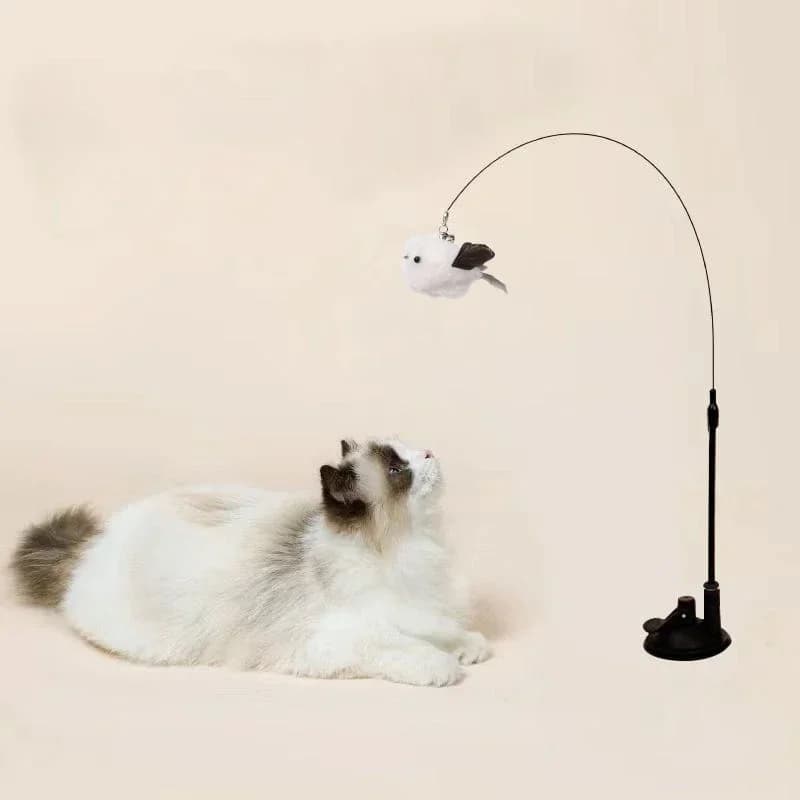 Giocattoli Interattivi per Gatti con Uccello di Piume Simulate, Divertente Uccello con Campanello, Giocattolo a Bacchetta per Gattini, Giocattoli Teaser, Accessori per Gatti