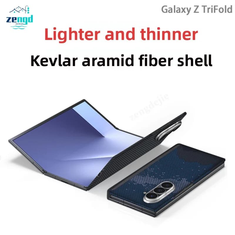 Custodia magnetica in Kevlar per Samsung Galaxy Z TriFold - Cover protettiva con cerniera in fibra aramidica a grana litchi