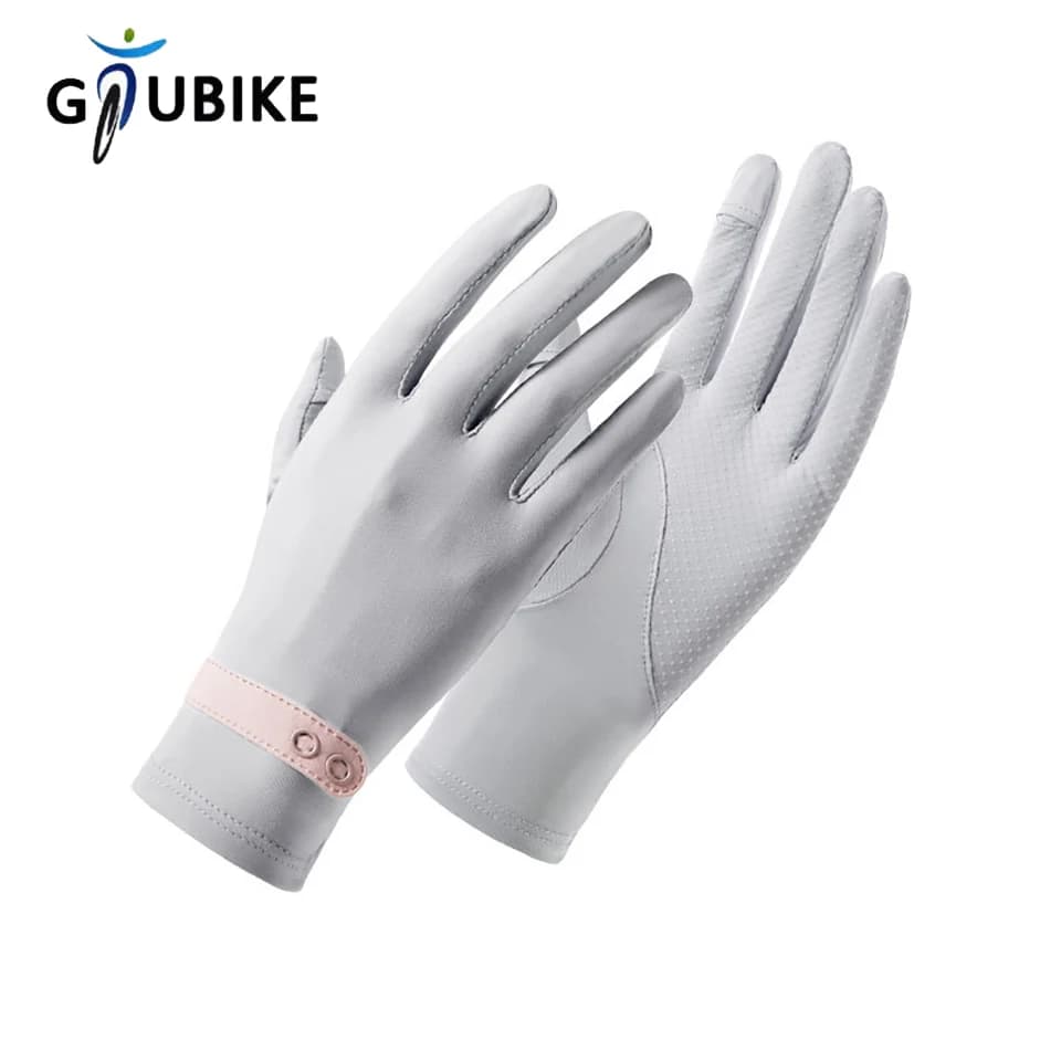 GTUBIKE Guanti di protezione solare Estate Filato grezzo Ice Sense Ciclismo Guida Guanti da esterno antiscivolo in silicone protettivo UV per le donne