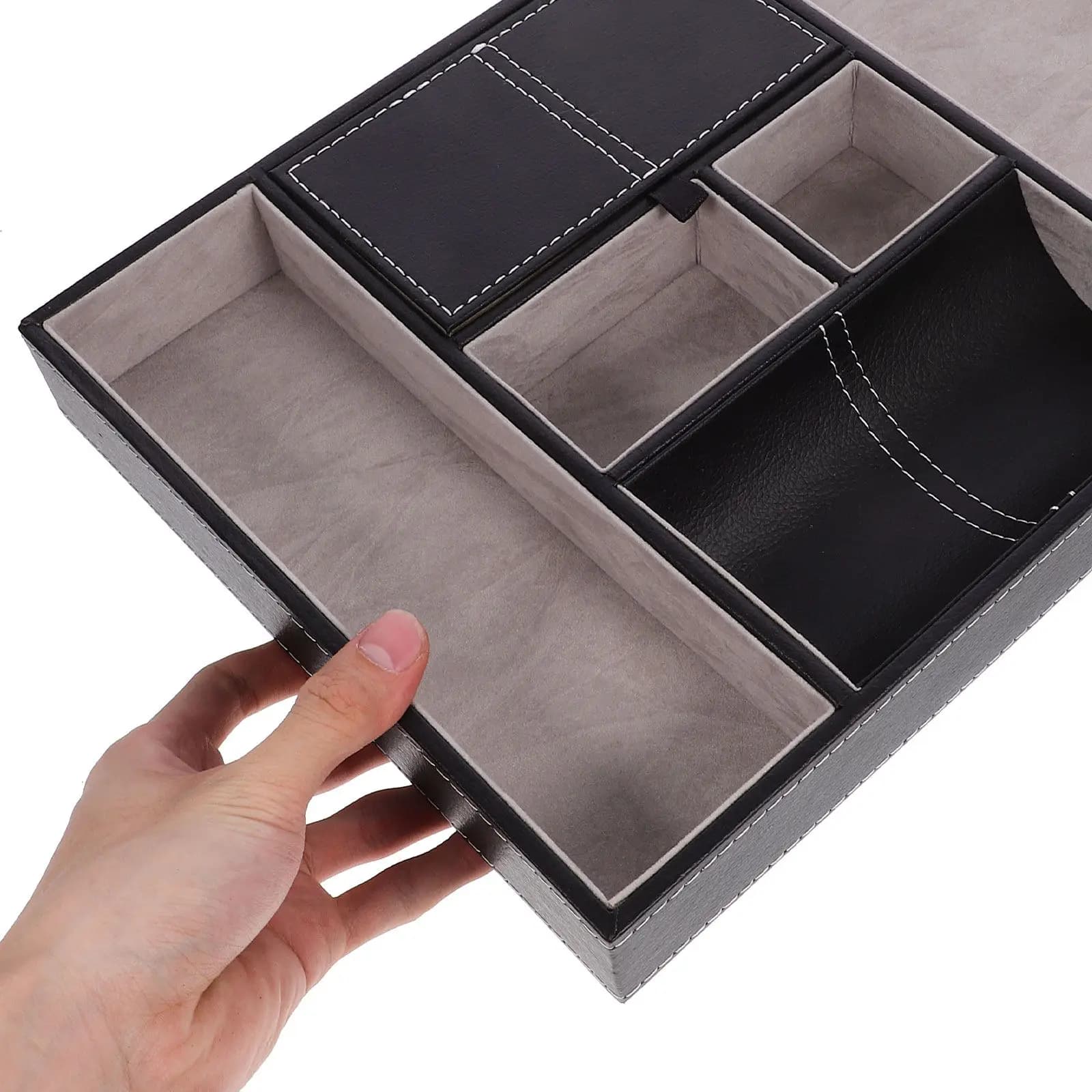 Jewelry Storage Case PU Lint Density Board Multi-Grid Organizer for Necklaces Watches Rings Earrings Beads Screws Crafts