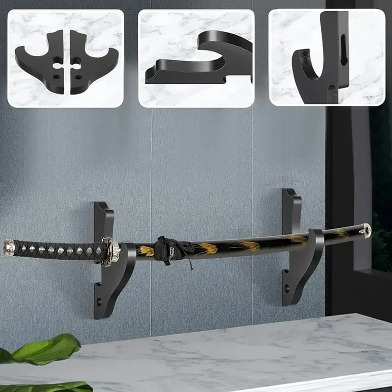1set espositore regolabile montaggio a parete supporto per spada in legno gancio coltello Cosplay bacchetta spada per Samurai Rack