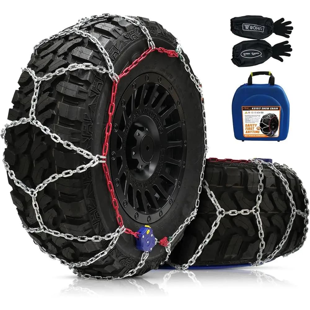 Catene per pneumatici da neve con blocco automatico, 1 minuto rapido, 4,5 mm migliorano catene antiscivolo in acciaio al manganese per SUV per auto e camioncini Pneumatico Tracti