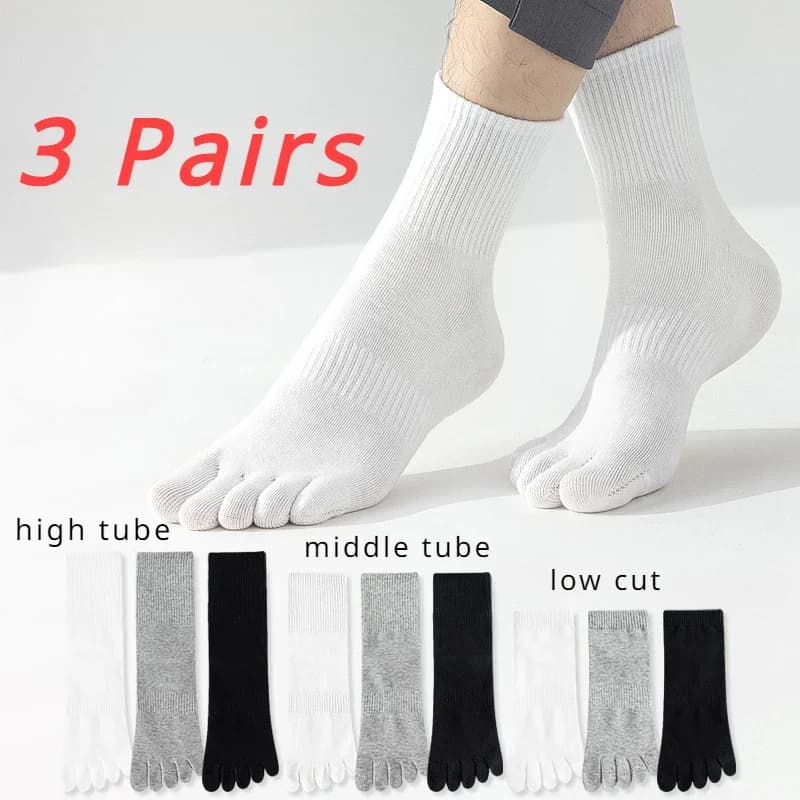 3 paia di calzini a cinque dita in cotone da uomo sottili calzini sportivi da palestra estivi con dita separate calzini antiscivolo in cotone con punta tubo midi