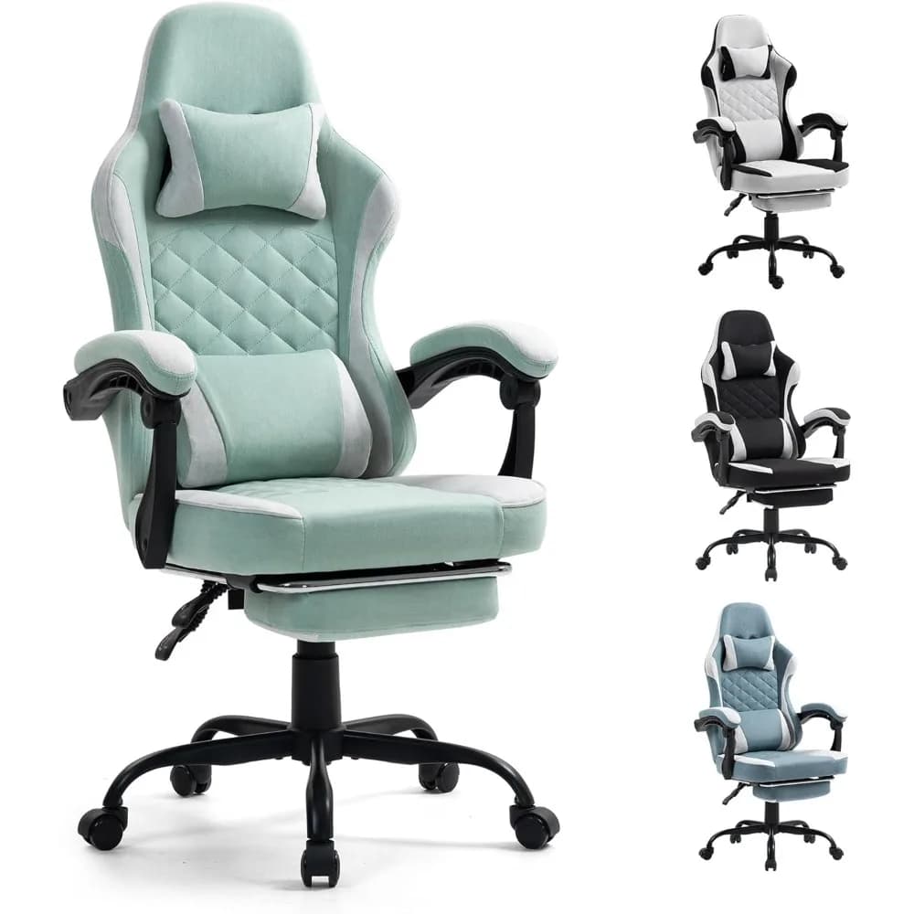 Sedia da gaming con poggiapiedi per adulti - Sedie da gioco ergonomiche con poggiapiedi - Sedia da gioco per computer grande e alta - Recli in tessuto