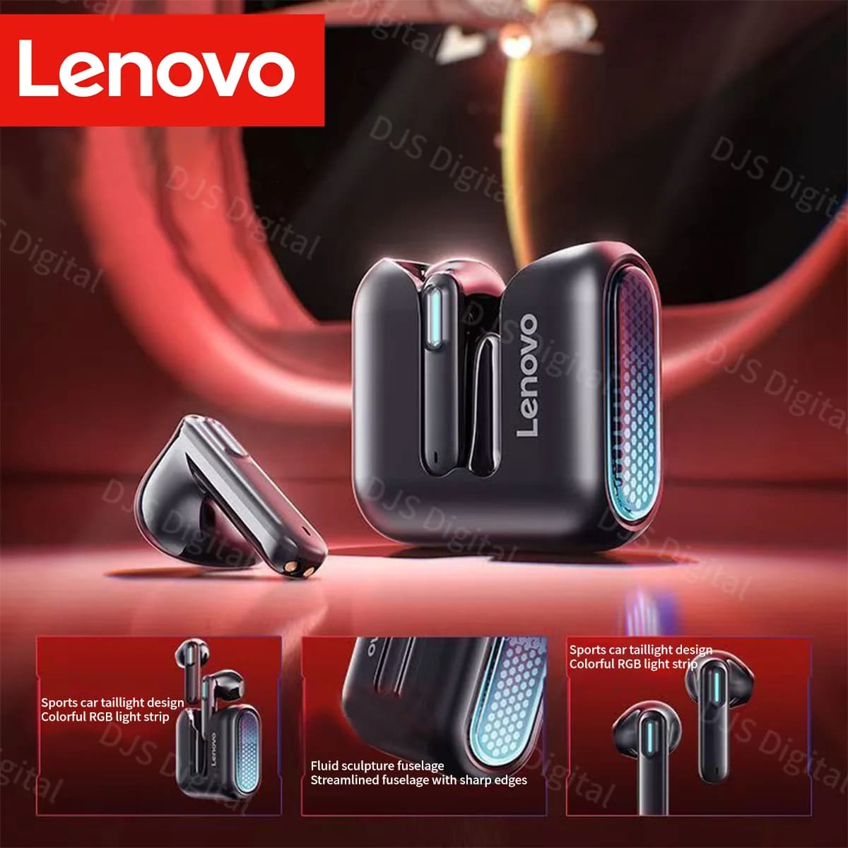 Cuffie da gioco Lenovo EA189 Auricolari wireless Bluetooth 6.0 con riduzione del rumore a bassa latenza Cuffie per esport con altoparlante ultra grande da 12 mm