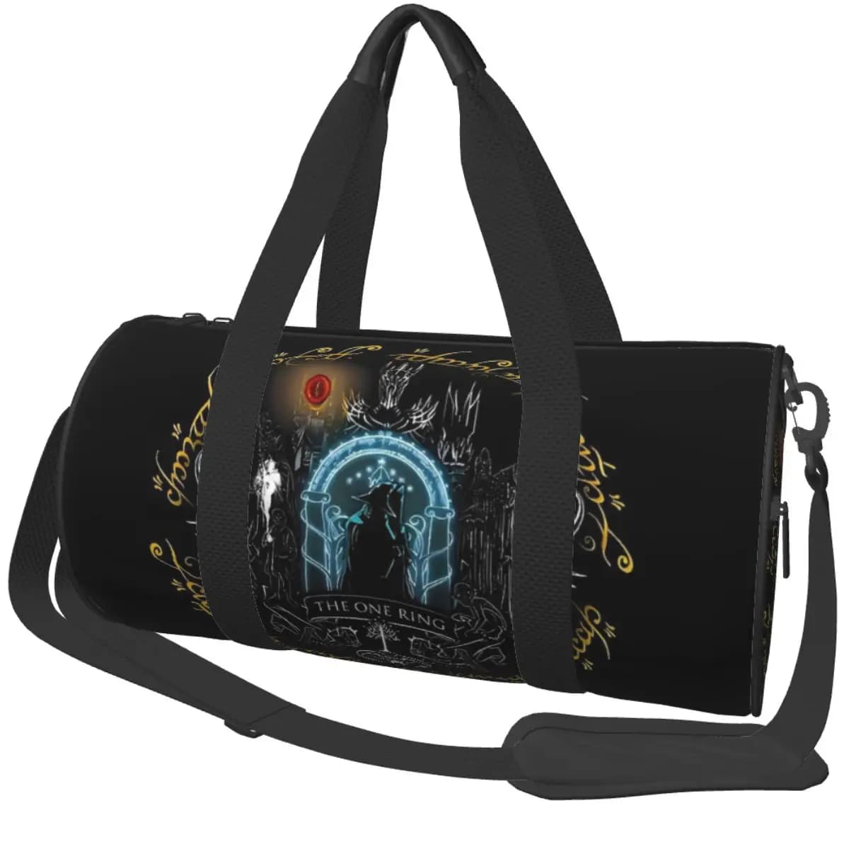 Borsa da Palestra L-Lords Of The R-Rings Middle Earth, Borsa Sportiva con Scomparto per Scarpe, Design in Oxford per Uomo e Donna, Borsa da Viaggio e Fitness