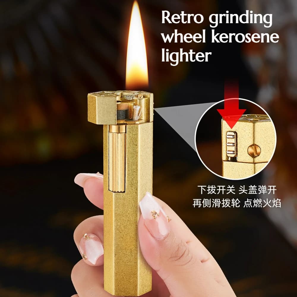 Retro and Fashionable Rotary Drill Bit-style Lighter Hexagonal Shape Trendy Appearance As A Gift of High Quality Lighters