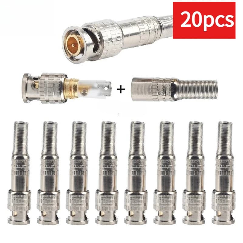 20PCS Q9 BNC Male Connectors for Coaxial Cables RG59/RG6 Without Welding Design CCTV/Safety Chamber Easy Quick Installation