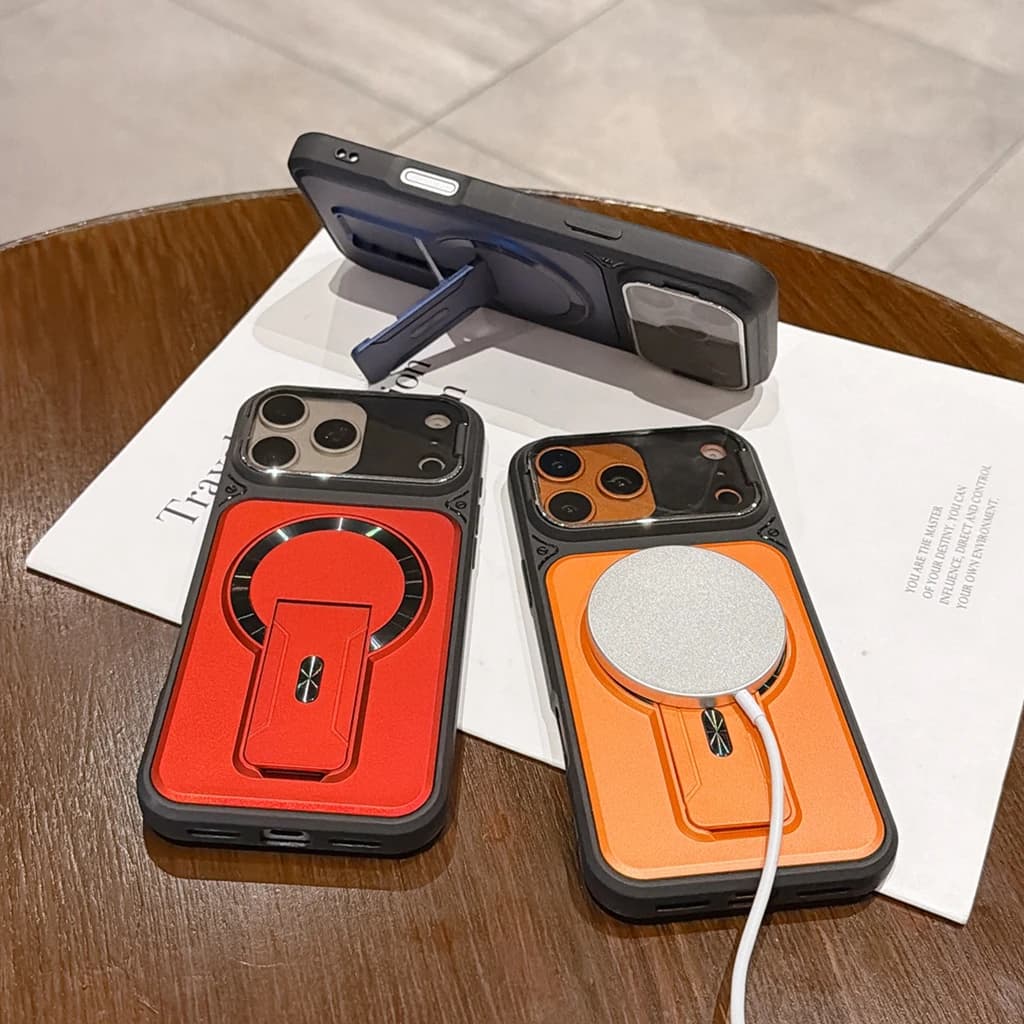Custodia per telefono antiurto con supporto pieghevole multifunzione a attrazione magnetica alla moda per iPhone 17 16 15 14 13 Pro Max Plus