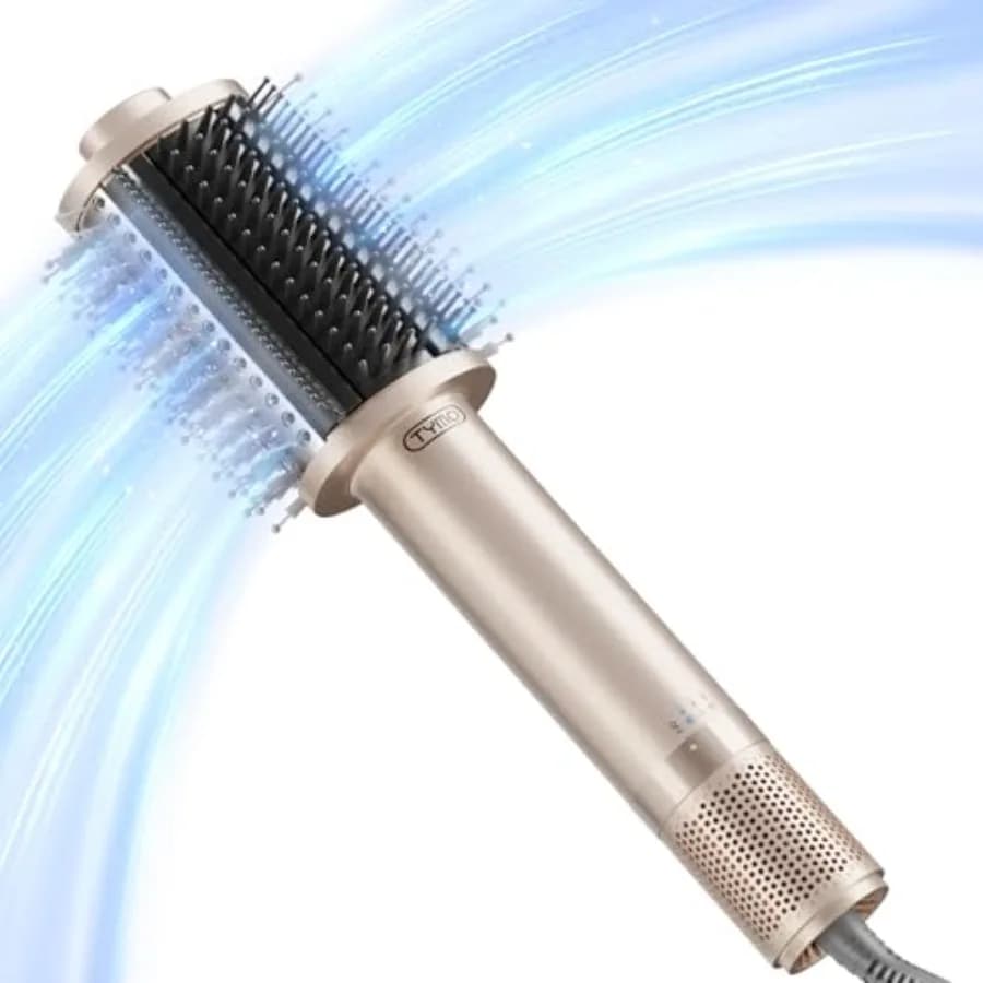 4.0 Hair Blow Dryer Brush for salon-style blowouts, lightweight ionic gold-plated design, 3X faster drying with shine, volume,