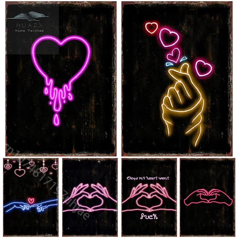 Neon Sign Gesture Metal Tin Sign Bar Pub Club Party Wall Decor poster Home corridoio soggiorno camera da letto decorazione targa regalo