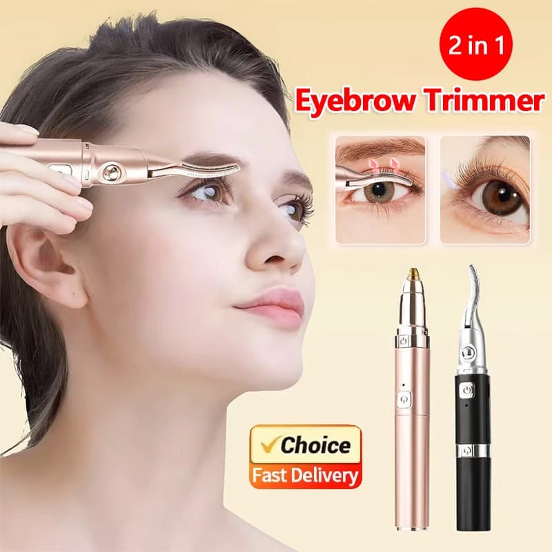 2026 New Electric Folder 2-in-1 Double USB Head Warmed Lash Curling Iron Razor Eyebrows Beauty Tool for Home Travel