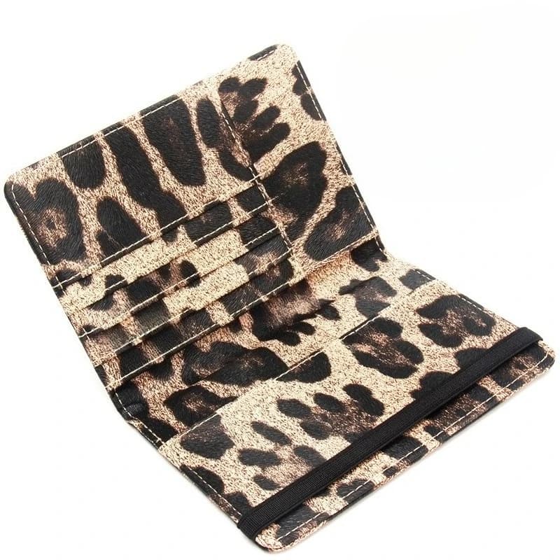 Copertina per passaporto con stampa leopardata con fascia elastica, porta passaporto da viaggio, portafoglio, porta documenti, porta carte, per uomo e donna