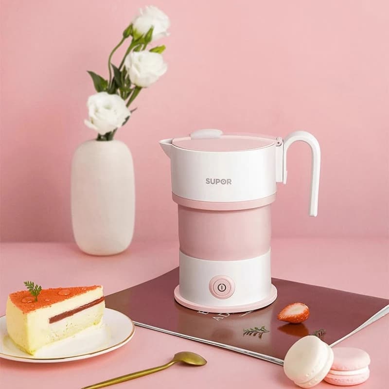 Bollitore elettrico pieghevole, tazza bollente da viaggio portatile, mini tazza riscaldante in acciaio inossidabile, bollitore per acqua termica compatto