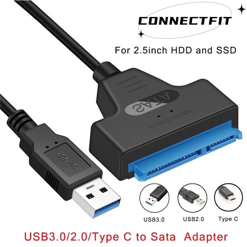 Cavo SATA a USB 3.0/2.0 tipo C fino a 6 Gbps per disco rigido SSD HDD esterno da 2,5 pollici Adattatore a 22 pin a SATA III per PC