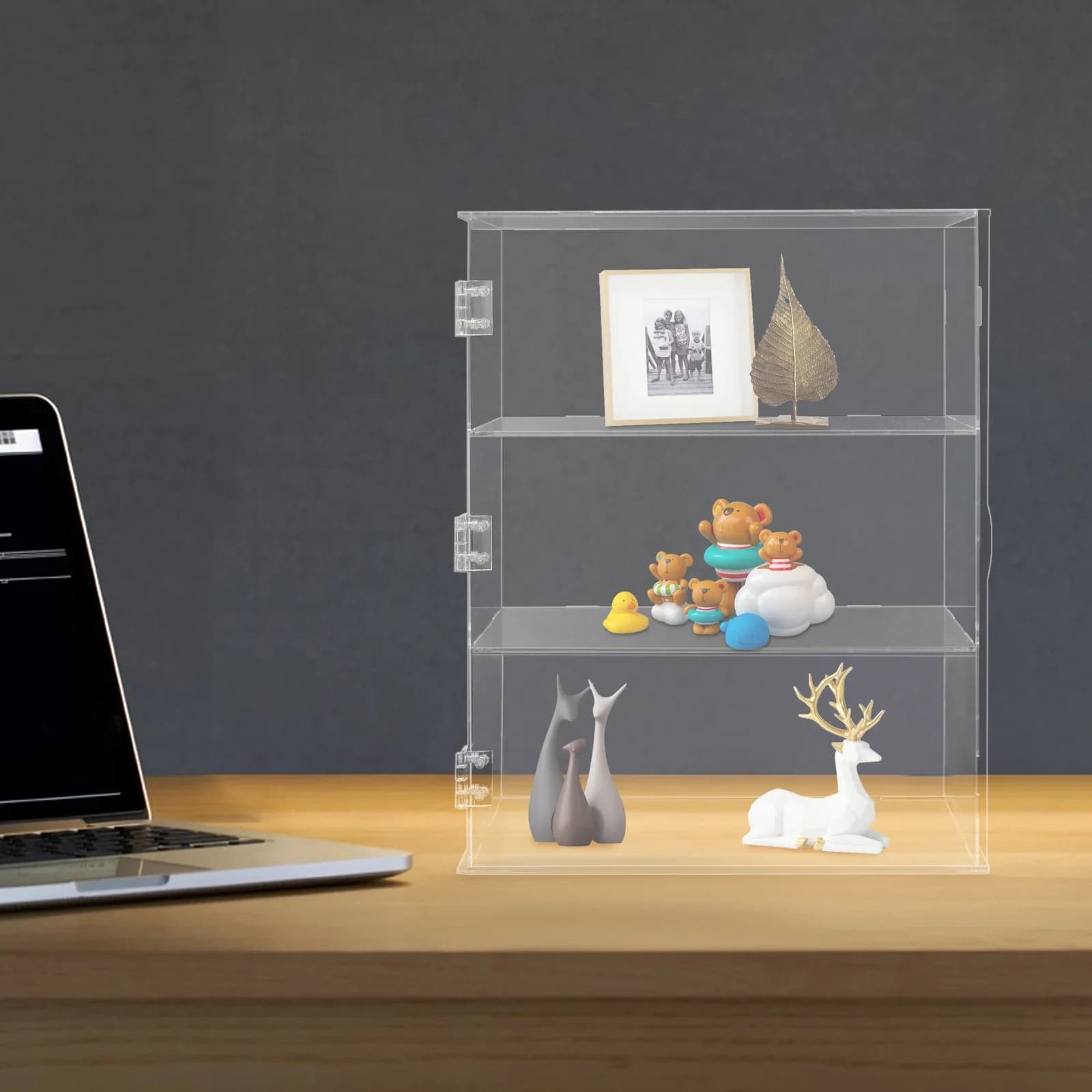 Vetrina rettangolare in acrilico a 3 livelli, altezza 12 cm, organizer indipendente a livelli per oggetti da collezione, gioielli