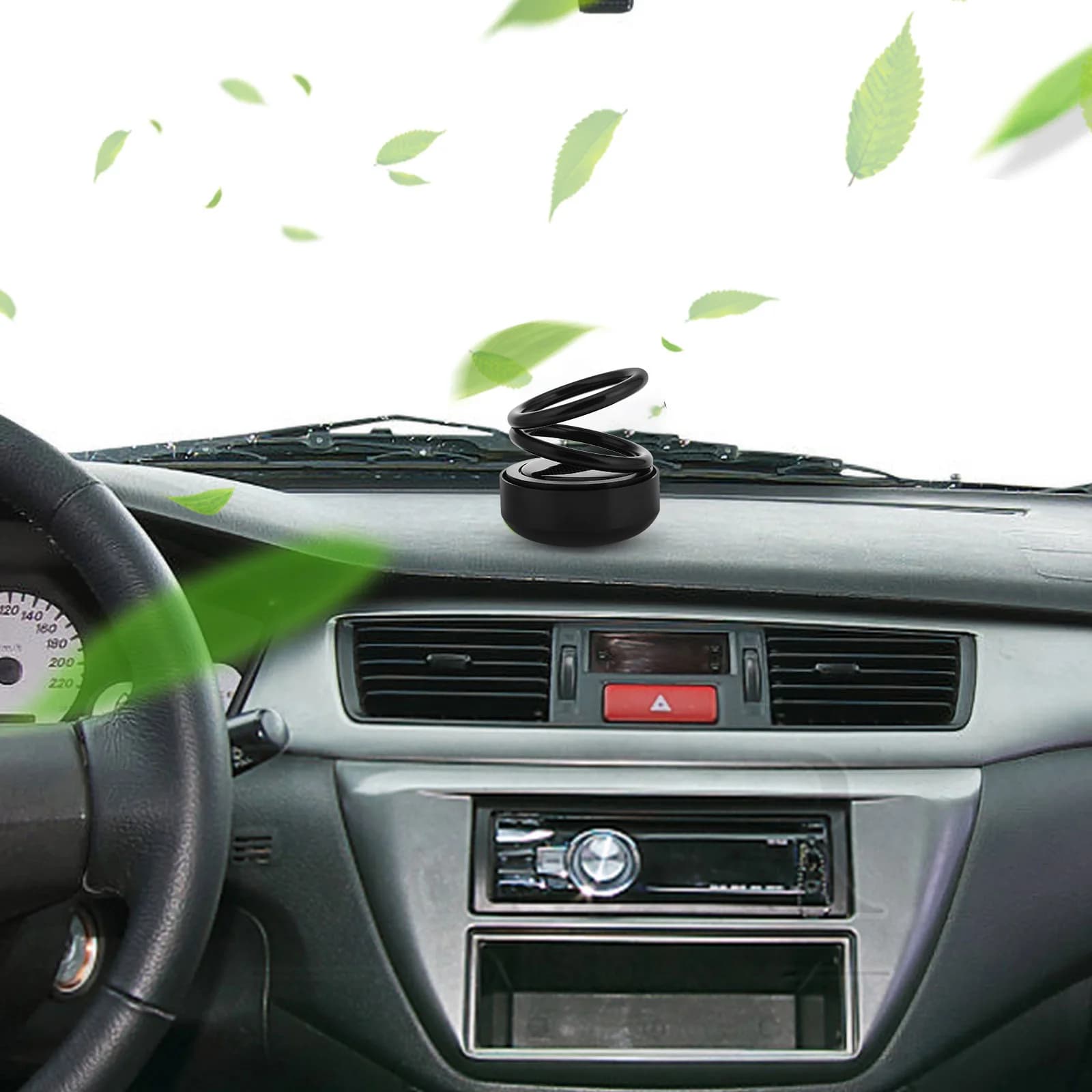 Deodorant for environments with double rotating solar energy ring suspension for car aromatherapy ornament for interior car dashboard