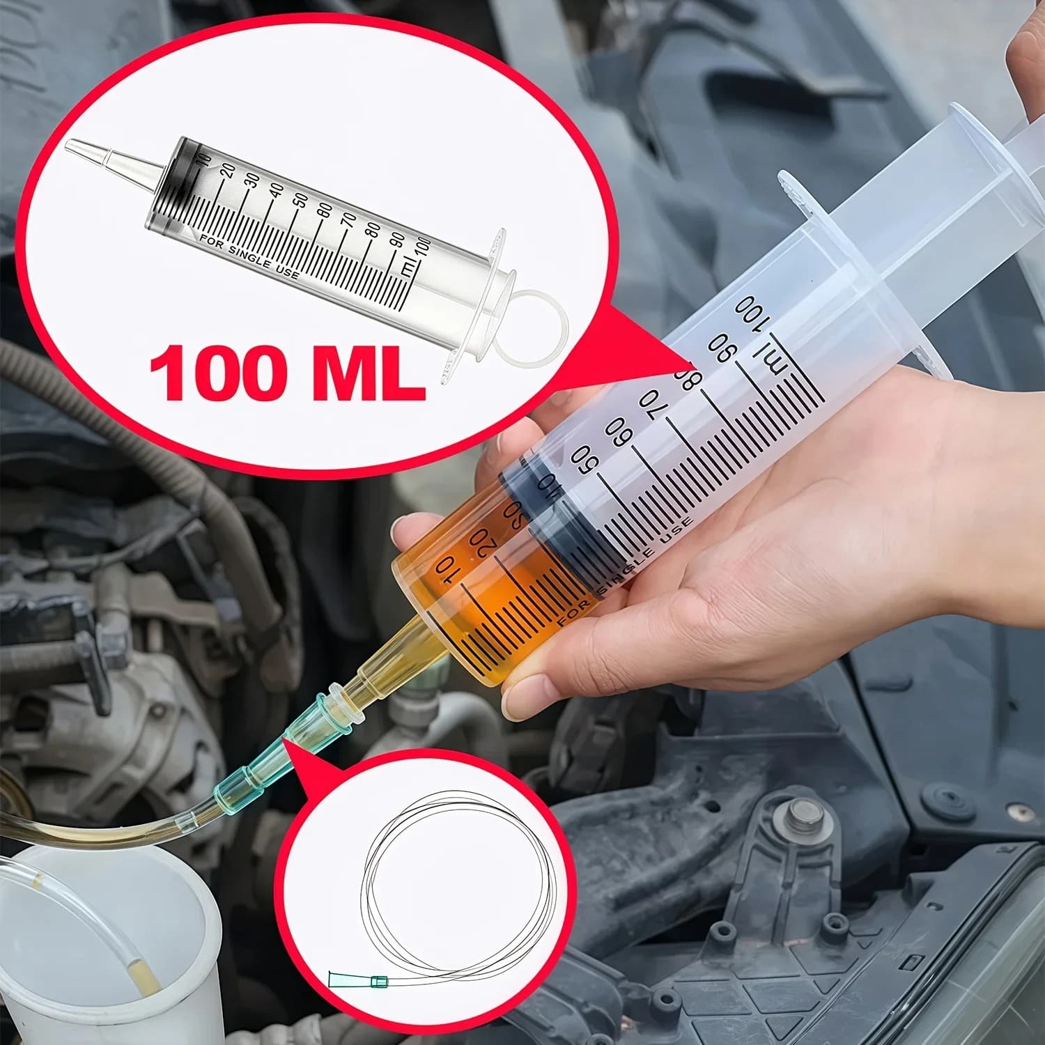 1 set di strumenti per aspirazione/iniezione d'acqua per auto con siringa