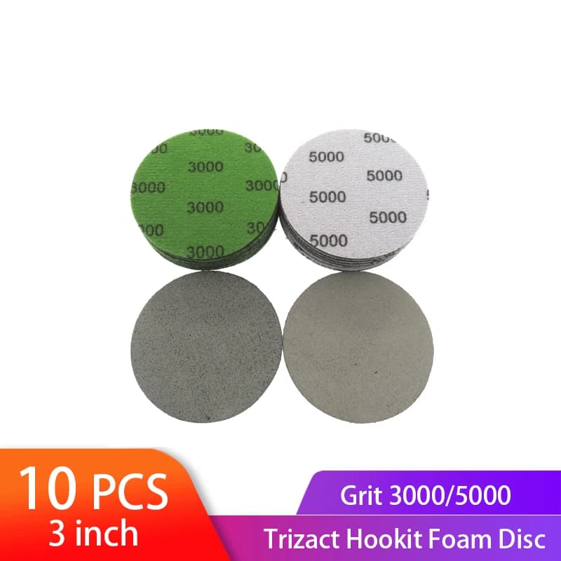 3 Inch Trizact Hookit Foam Disc 75mm Wet and Dry Sponge Paper Disc 3000/5000Grit Polishing Buffer Abrasive Card Abrasive Tools