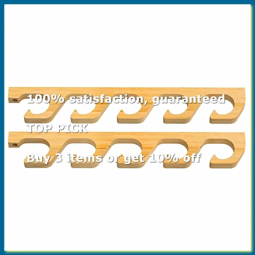 1Pair Wood Fishing Rod Holder 5 Holes Wall Storage Bracket Horizontal Display Rack Tool