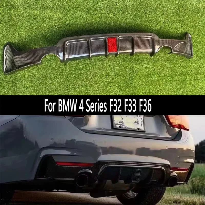 Diffusore Posteriore in Fibra di Carbonio con Luce per BMW Serie 4 F32 F33 F36, Splitter Posteriore, Spoiler, Labbro Posteriore, Componenti Auto