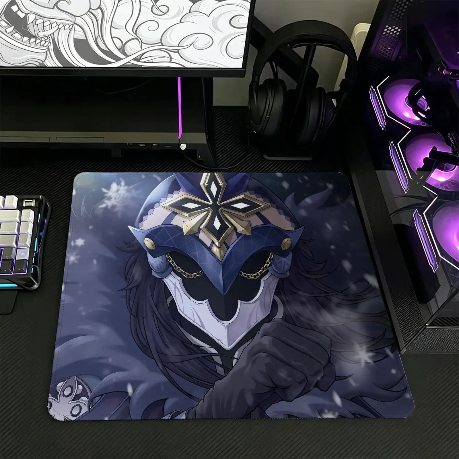 Genshin Impact Il Capitano Regular gaming mouse pad Office mouse pad Laptop desk mat Stitched edge S/M/L size mouse pad