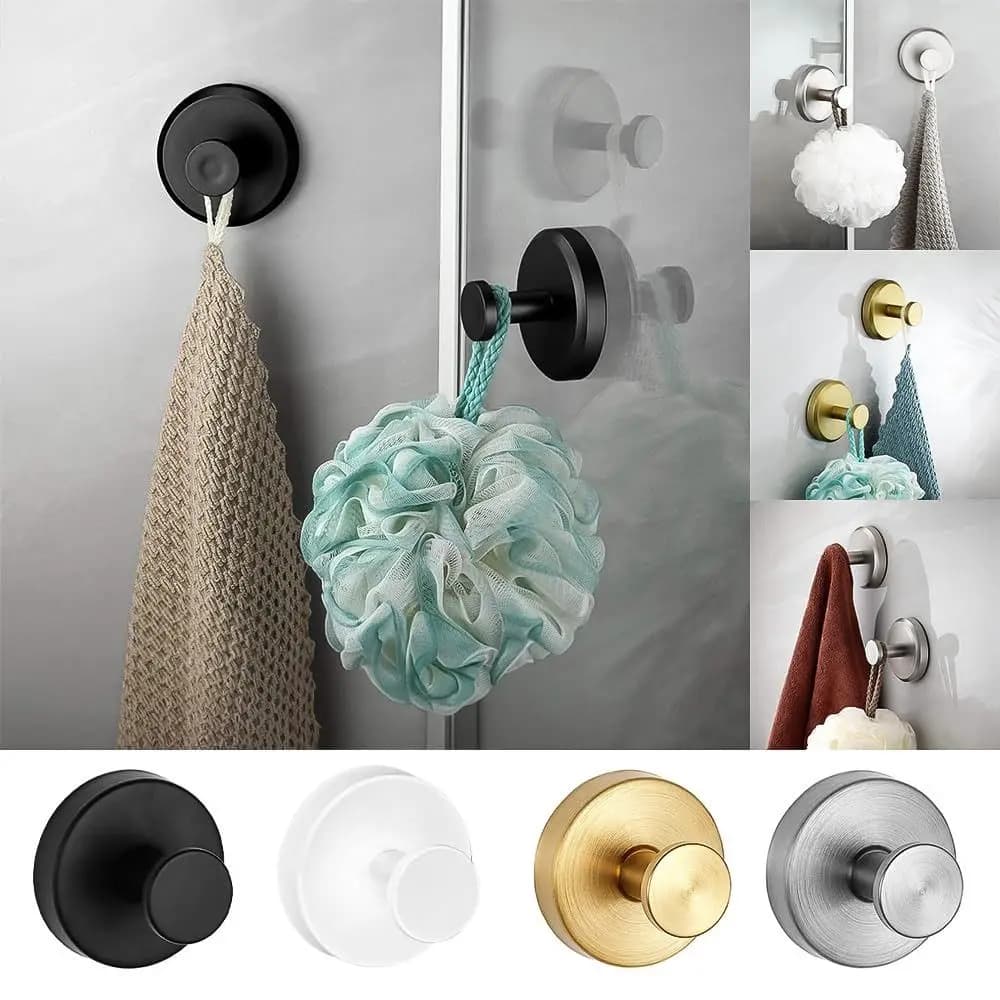 Traceless Suction Cup Hooks for Wreaths Stainless Steel No-Drill Hanger for Wreaths Bathroom Clothes and Hats Holder Shower Hook