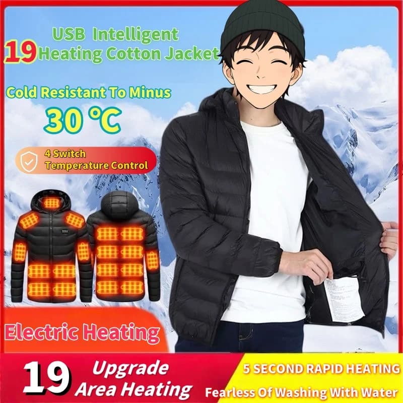 25 Women's Snow-Heated Jacket Women's Electric Heating Coats Smart USB Smart Thermal Dresses Self-heated Coats Winter functional pockets