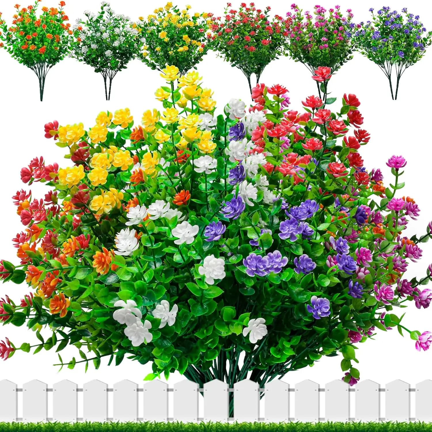 Artificial Flowers in Plastic, Fine Eucalyptus Plant for Bride Bouquet, Christmas Decorations, Home Window, Bonsai, Office, Party