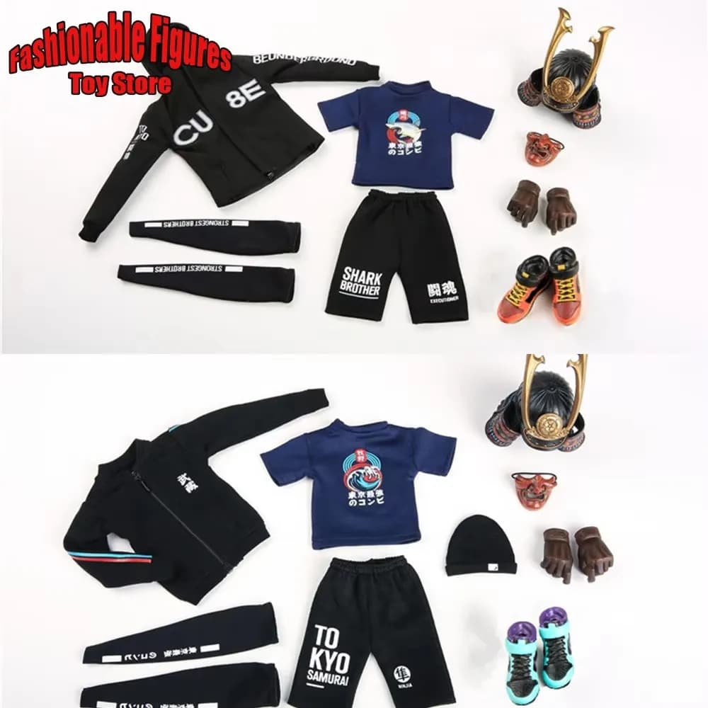 1/6 Uomini Soldato Samurai Casco Camicia Scarpe Pantaloni Strada Giapponese Hip-Hop Abiti Da Ballo Per 12 Pollici Action Figure Bambole Modello