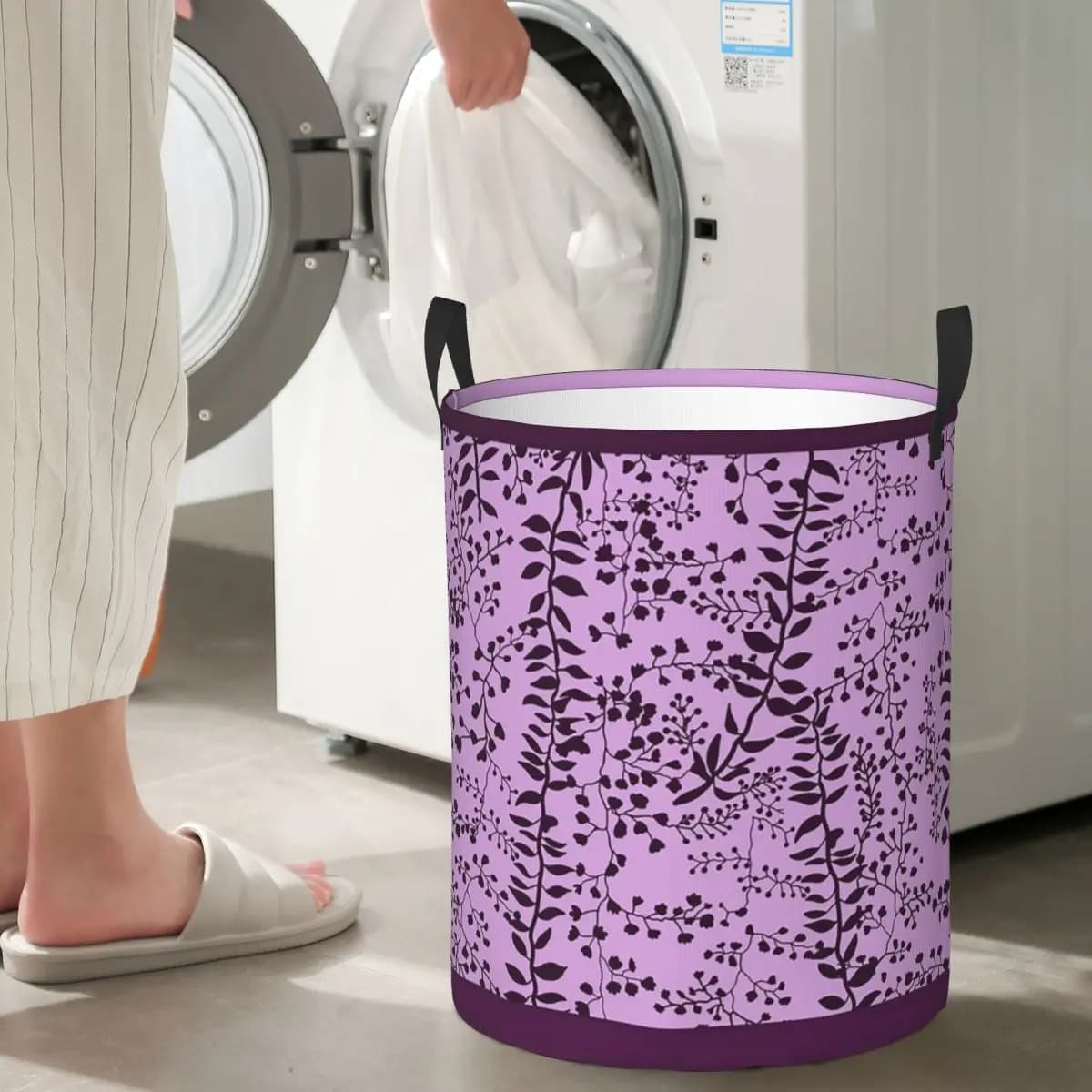 Cesto Pieghevole per Bucato Bella Swan Lavender Freesia, Contenitore per Vestiti Sporchi e Oggetti Vari, Organizer per la Casa