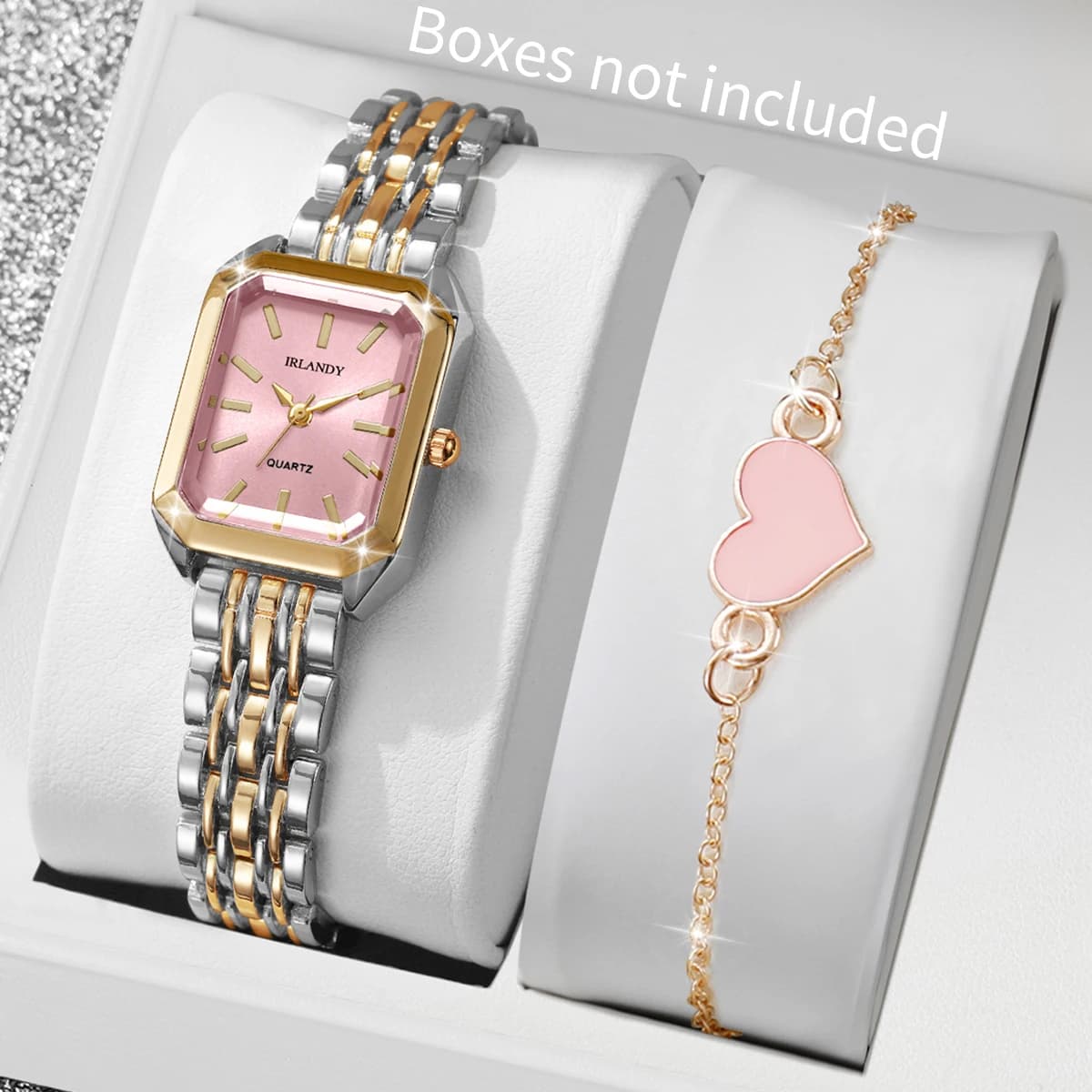 Set of 2 Fashionable Women's Watches with Heart Bracelet, Wrist Watch for Girls (Without Box)